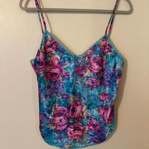 Vintage Myonne Spaghetti Strap Floral Painted Sleep Top